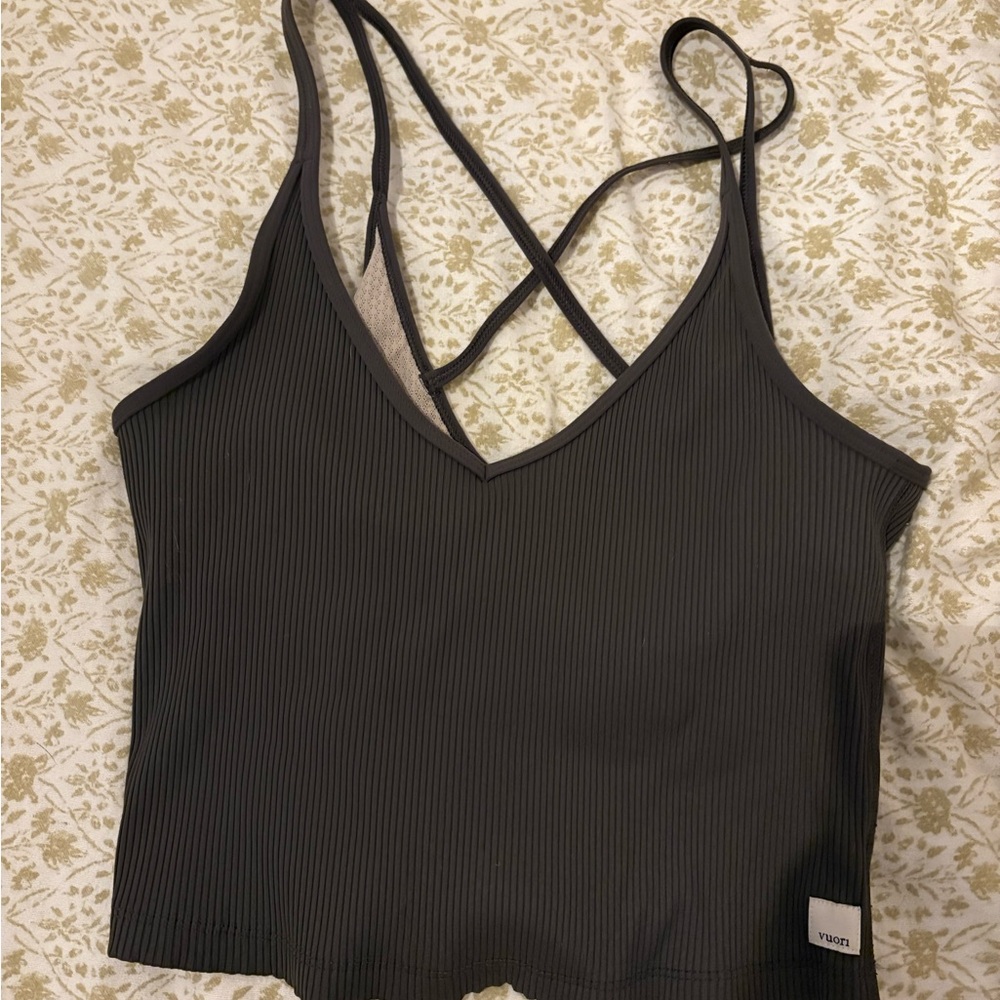 Olive Rib Crop Tank Top - Picture 5 of 5